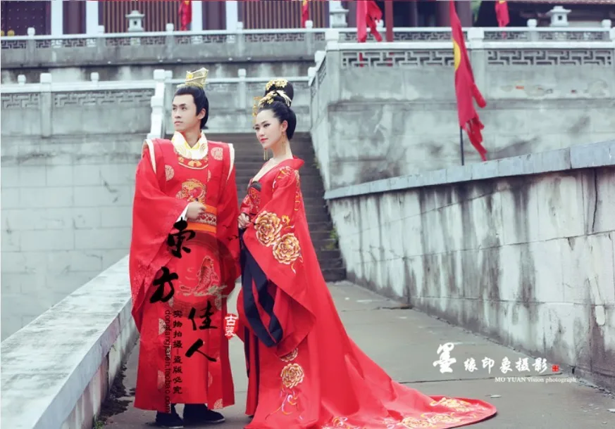 ТВ игра Legend of Great empтрица Тан Ву Meiniang Red Hanfu Свадебный костюм с вышивкой дракона и