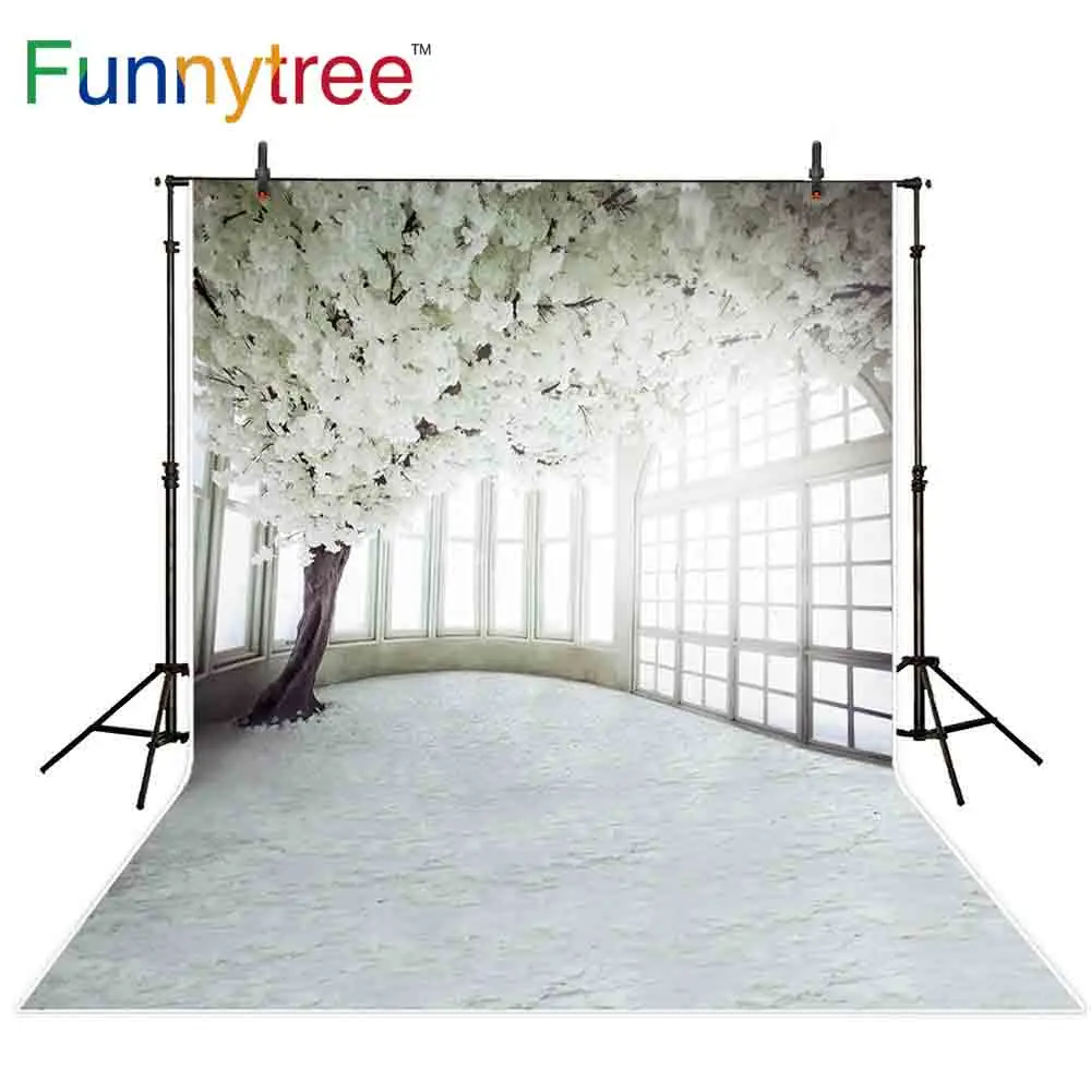 Фотофон Funnytree с белым цветком дерево фантазия окно свадебный фон фото фотосессия