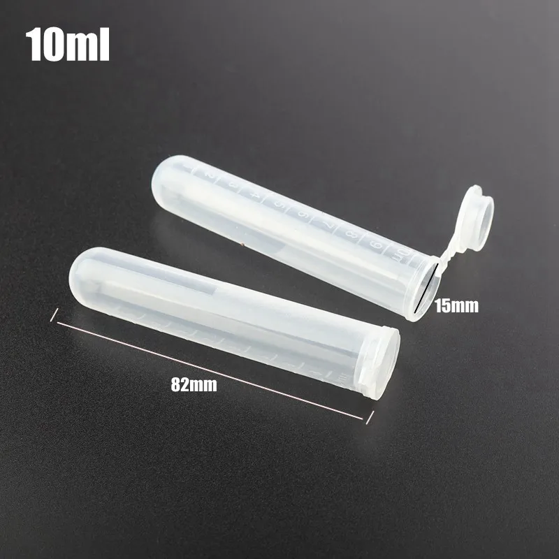 10ml 100 шт, 0,2 мл~ 10 мл, для хранения дома и сада, прозрачные пластиковые бутылки, центрифужные трубки, прозрачный контейнер для бутылок с крышкой - Цвет: 10ml