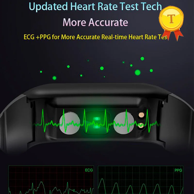 0,96 дюймовый OLED IP67 Водонепроницаемый ЭКГ PPG умный браслет, браслет, монитор сердечного ритма, ЭКГ монитор, тренировка дыхания, умный Браслет