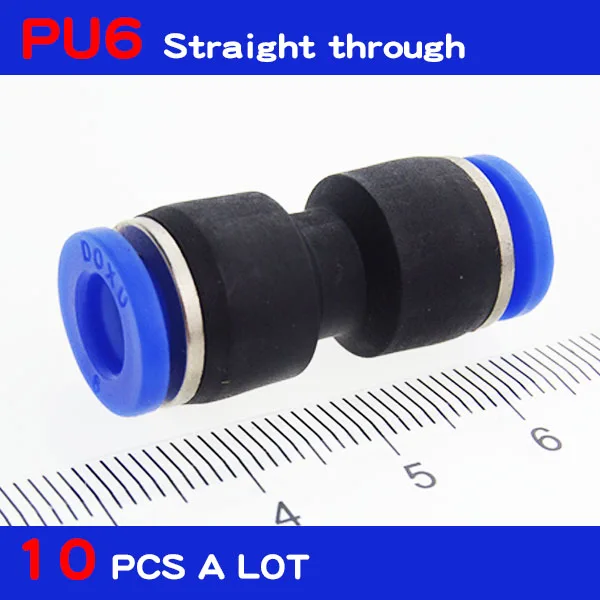 

PU6 HIGH QUALITY 10Pcs Air Pneumatic 6mm to 6mm Straight Push in Connectors Quick Fittings