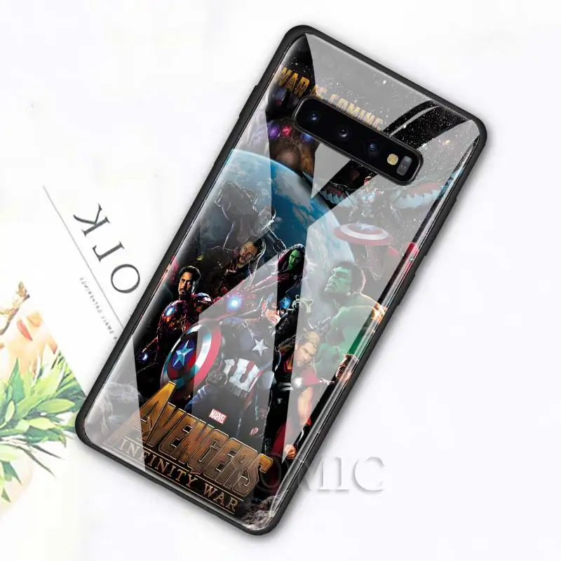 Чехол из закаленного стекла для samsung Galaxy S10e S10 S8 S9 Plus Note 9 10 A50 A70, чехол для телефона Мстители, Супермен, Бэтмен, роскошное стекло C
