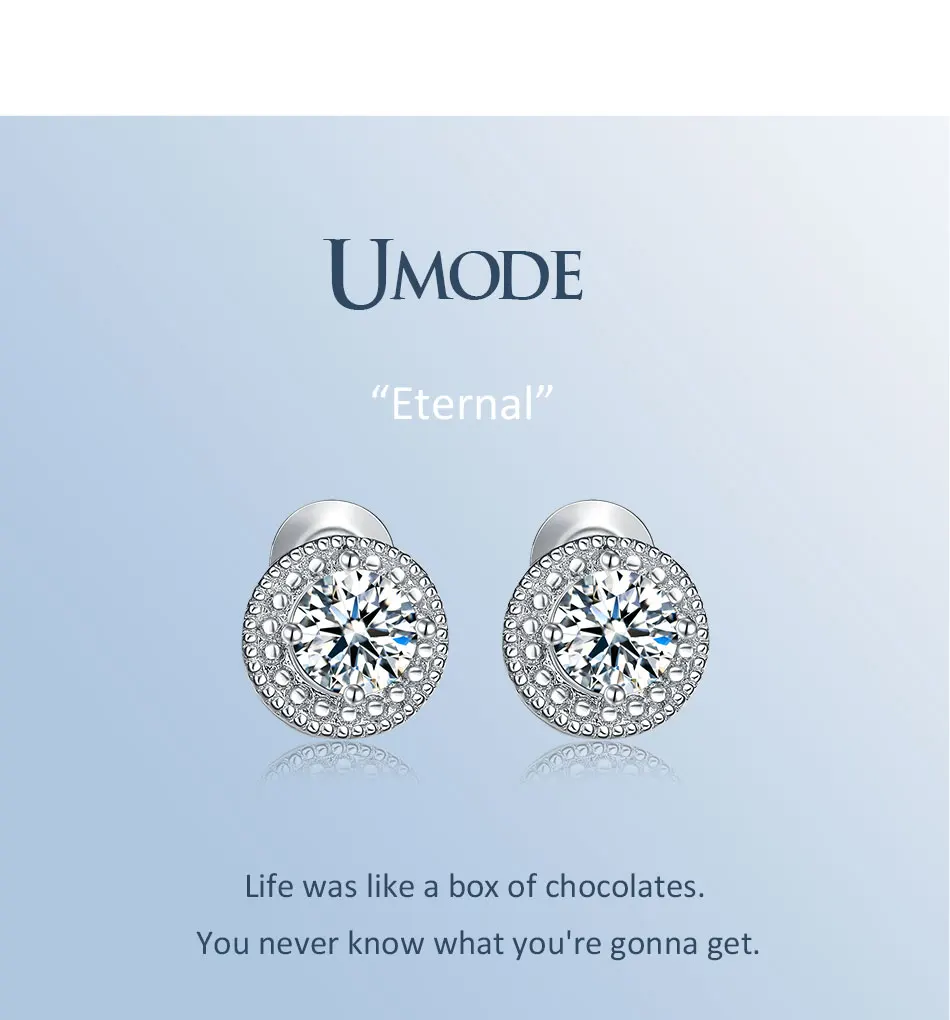 UMODE серьги-гвоздики белого и золотого цвета с микро-круглыми фианитами и кристаллами для женщин, ювелирные изделия, модные аксессуары для женщин UE0259