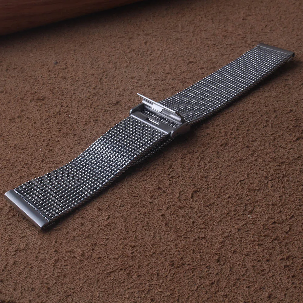 Сетчатый ремешок для умных часов из нержавеющей стали 18 мм 20 21 22 24 серебристый