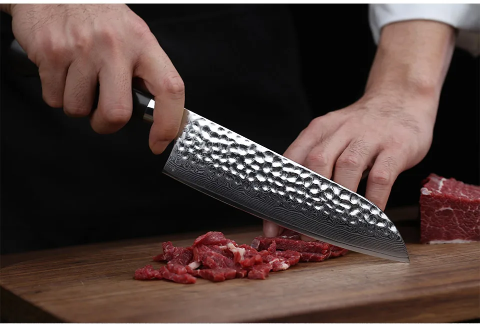 TURWHO 7 ''высокое качество японский нож шеф-повара VG-10 Дамасская сталь нож Santoku Pro Дело с мясом фрукты овощи кухонный нож