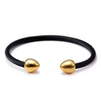 simple design sporty open cuff men women health bracelets jewelry vintage cone stainless steel chain link charm bracelets