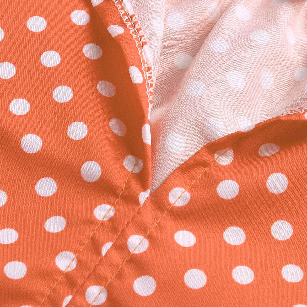 Женское вечернее платье в горошек с v образным вырезом и длинными рукавами