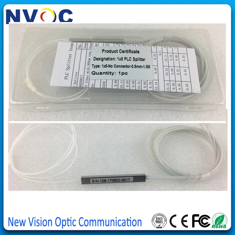 10 шт./лот 1x2 1x4 1x8 1x16 PLC сплиттер 0 9 мм 1 м SM стальная трубка FTTH мини блокчейн 2 4 8 16 32 64
