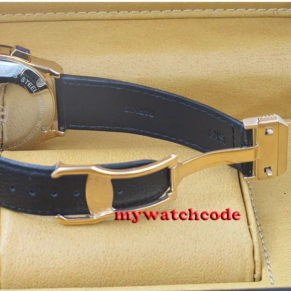 Кварцевые мужские часы parnis 44 мм с черным циферблатом золотой из нержавеющей