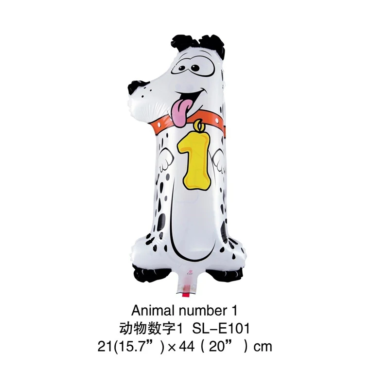16 дюймовые воздушные шары с цифрами животных фольгированные для детского душа