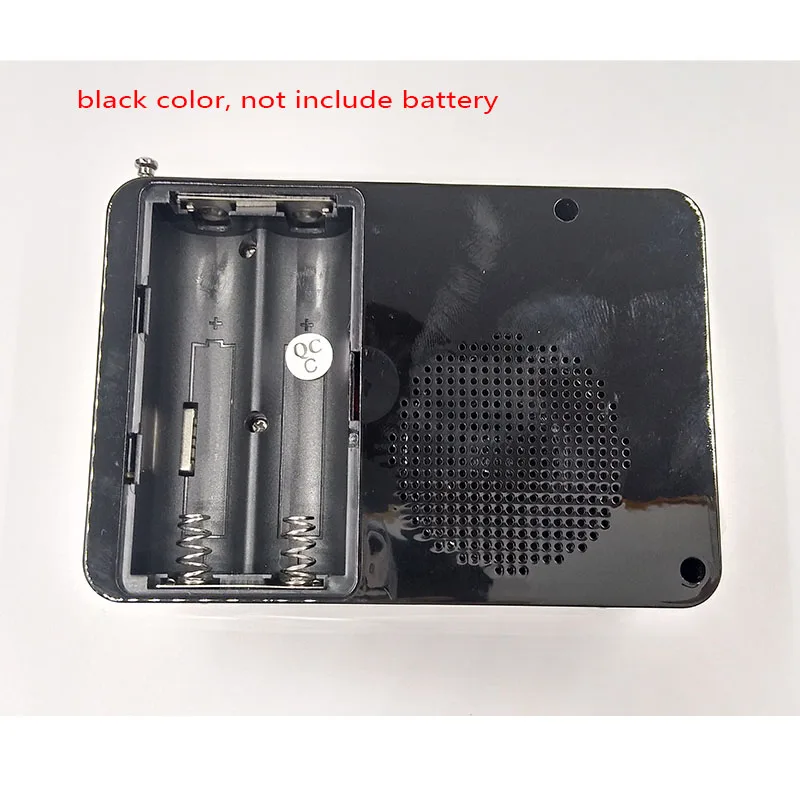 black no battery KK60 с большим светодиодный дисплеем TF \ Micro SD USB динамик MP3-плеер FM радио часы будильник светодиодный фонарик - Цвет: black no battery