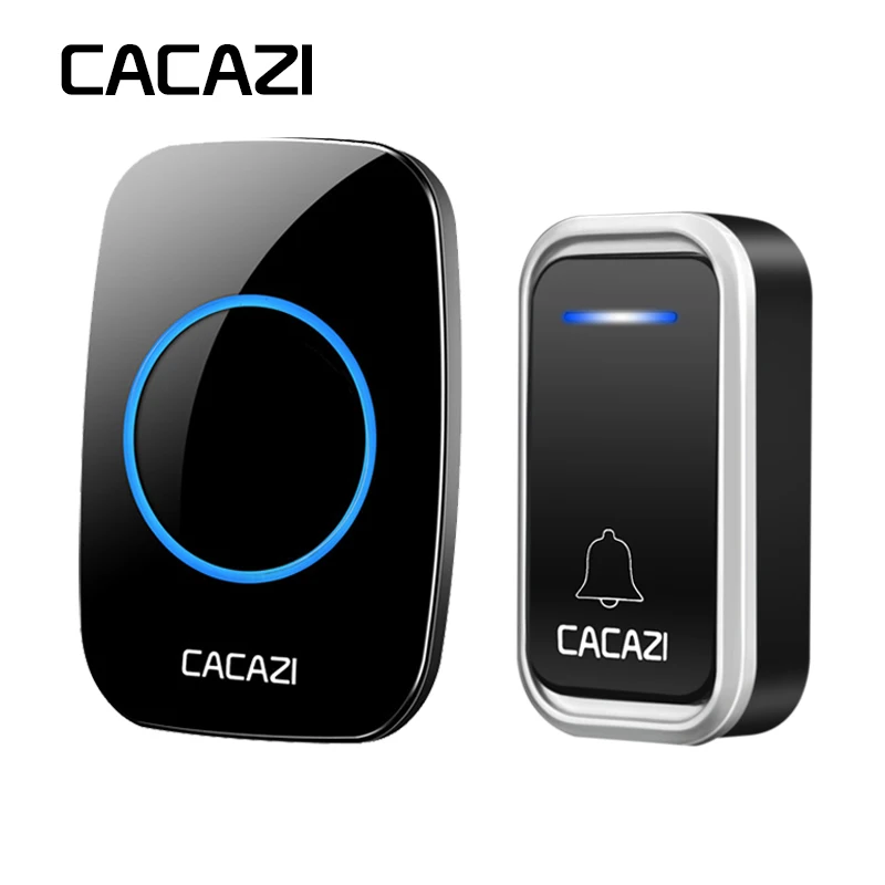 

CACAZI Wireless Waterproof Doorbell Smart Remote 300M LED Intelligent Battery Button Calling Door Bell EU Plug 38 Chime 3 Volume