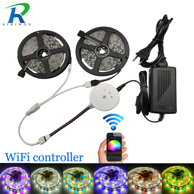 10 м DC12V RGBW Светодиодная лента 5050 60 Светодиодный/м с UFO WiFi контроллер 12 В адаптер питания smd5050 Светодиодная лента RGBW RGBWW светодиодный набор полосок