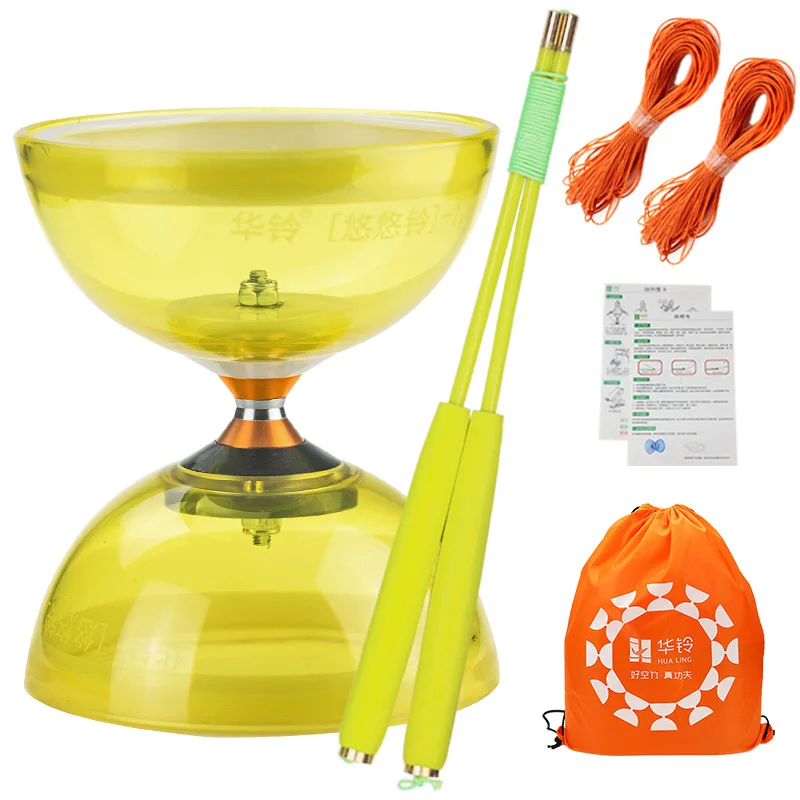 Yellow Chineseyoyo подшипник diabolo Игрушки Для Жонглирования профессиональный набор Diabolo упаковка 6 цветов на выбор с веревочной сумкой - Цвет: Yellow