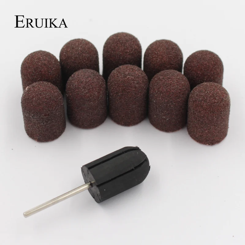 ERUIKA, 10 шт., 16*25 мм, сверло для ногтей, блок, шлифовальные колпачки, резиновые оправки, ручки, инструменты для маникюра, педикюра, полировка, аксессуары