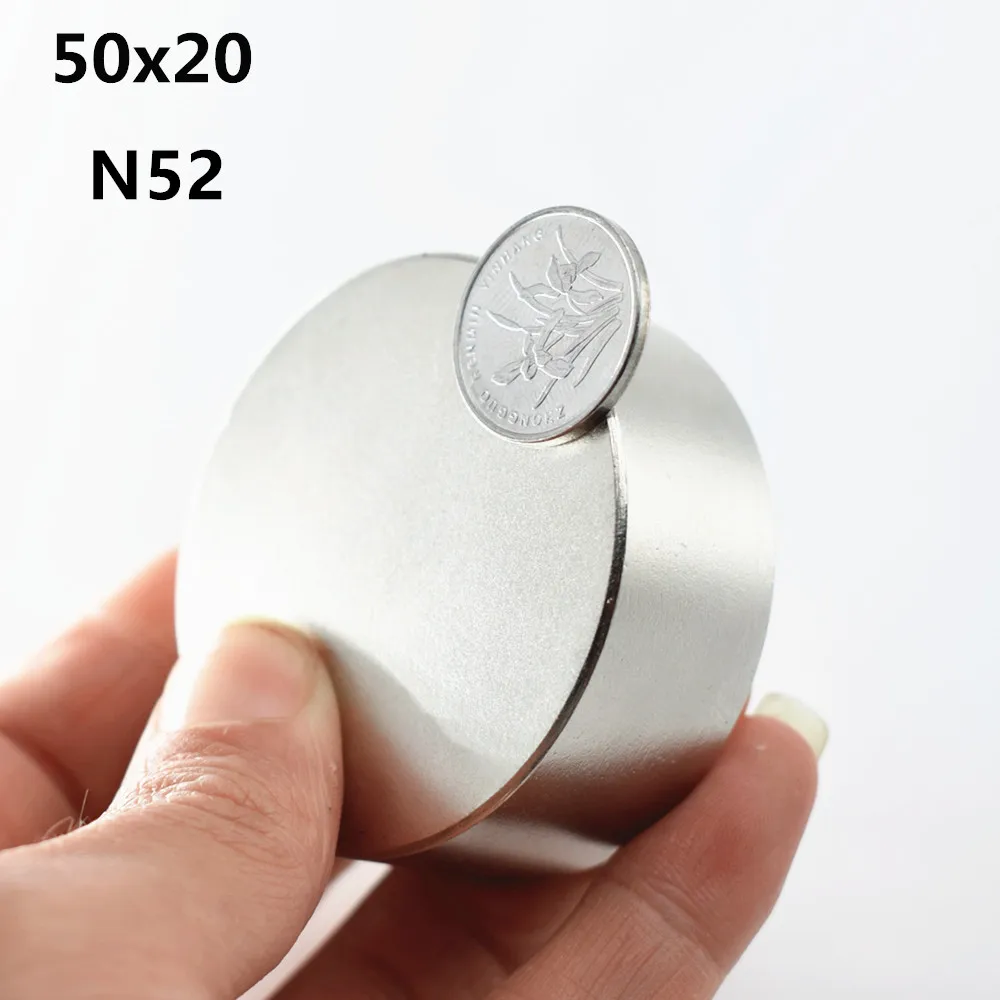 1 шт. N52 неодимовый магнит 50x20 мм супер сильные круглые дисковые редкоземельные мощные магниты галлия металлические счетчики воды динамик 50*20
