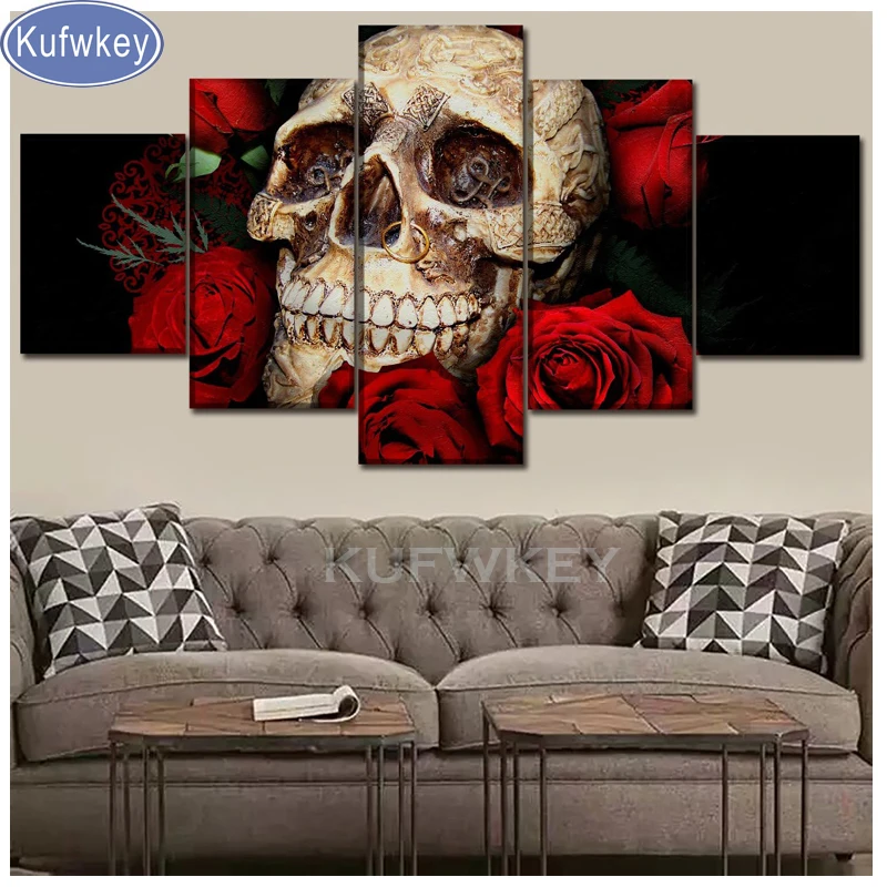 

halloween decoration,diamond mosaic"Skull Red Rose"embroidery painting rhinestonesale cross-stitch diamond painting sale new hot
