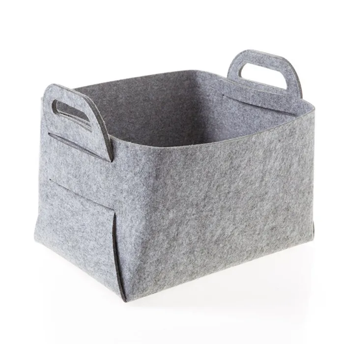 Light grey Складная войлочная корзина для хранения одежды, отделочная коробка для детской одежды, корзины для белья, настольные корзины для хранения мелочей, детские игрушки, Органайзер - Цвет: Light grey