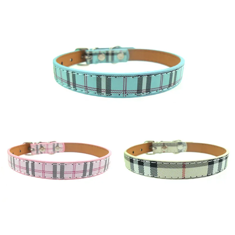 Классический Шотландский клетчатый ошейник для домашних животных Pu собак