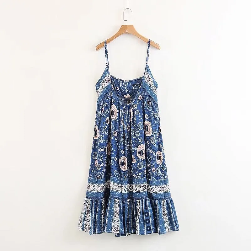 Винтажное богемное платье-миди с цветочным принтом пикантные летние платья