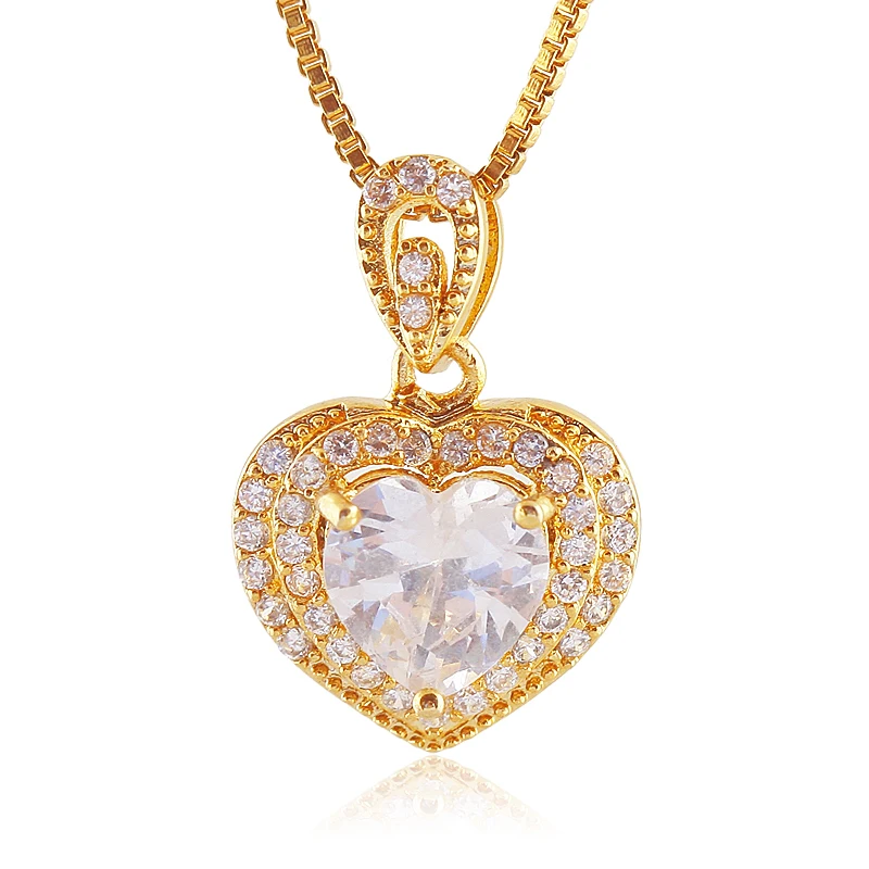 Чистый снег Лидер продаж фианит сердце любовь изделия Щепка/золото Цвет кристалл