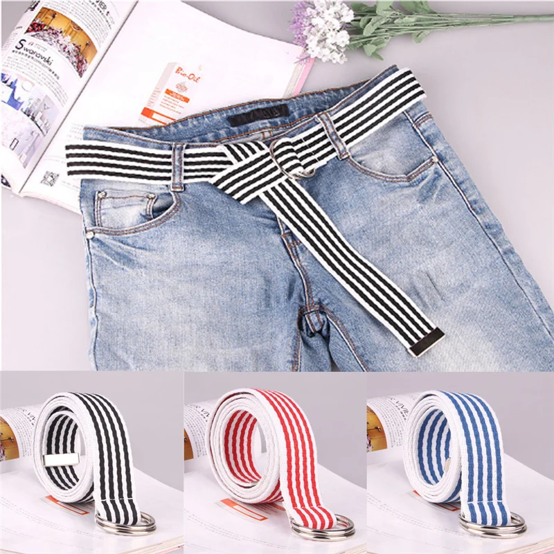 Модные мужские и женские холщовые поясные ремни унисекс с металлической d