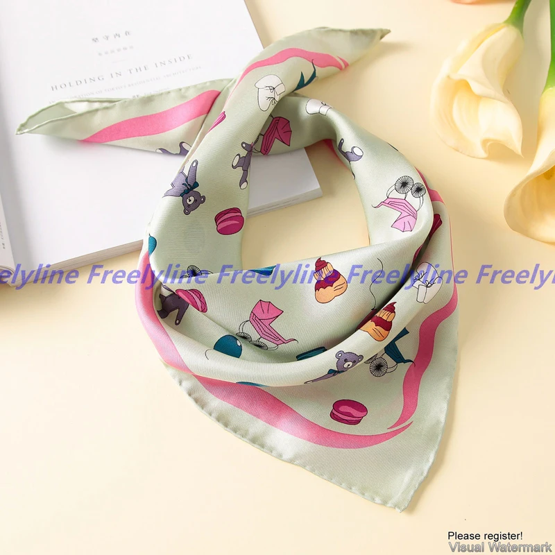 Милый Печатный Бандана Шарф маленький квадратный шелковый шарф шейный платок 100%
