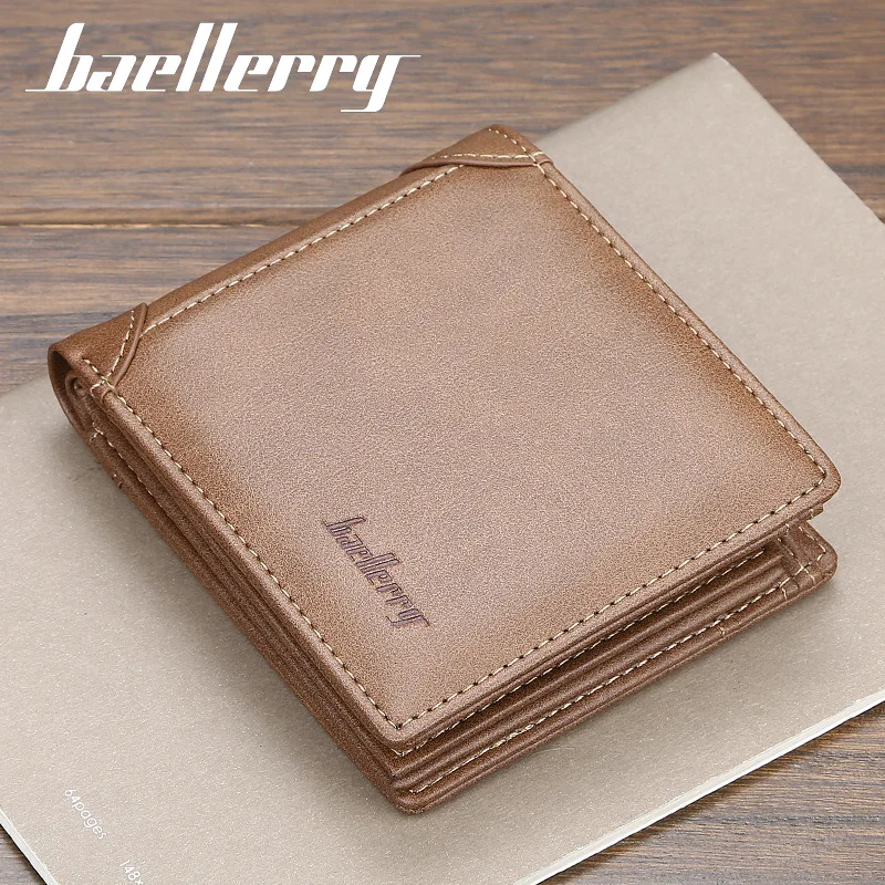 Мужские кошельки baellerry 11 короткие кожаные однотонные портмоне с отделением для