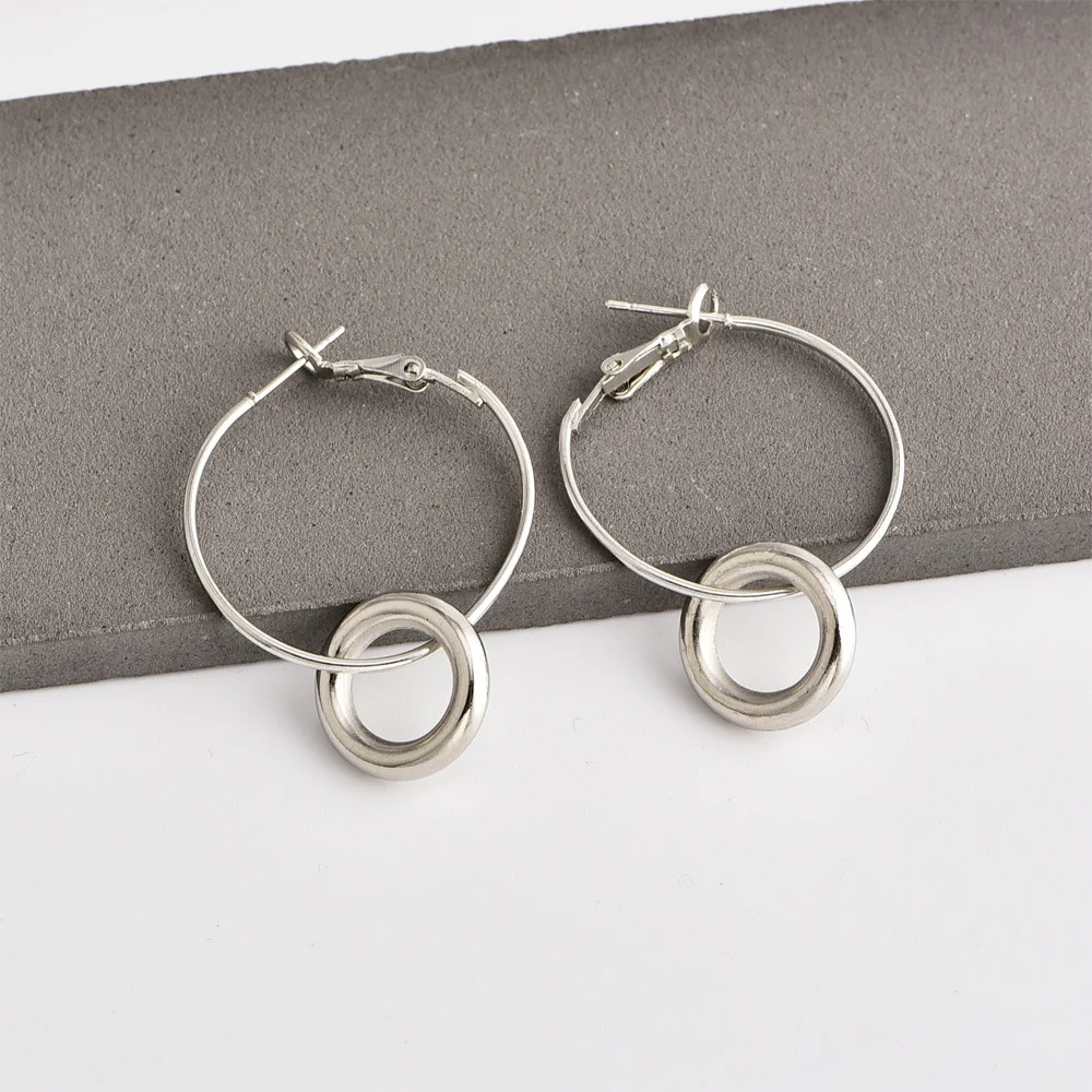 Простые элегантные металлические полые круглые серьги кольца для пирсинга с