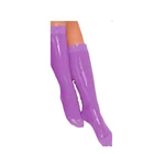 Новинка 100% натуральный латекс женские милые фиолетовые носки 0,4 мм резиновые размеры S-XL