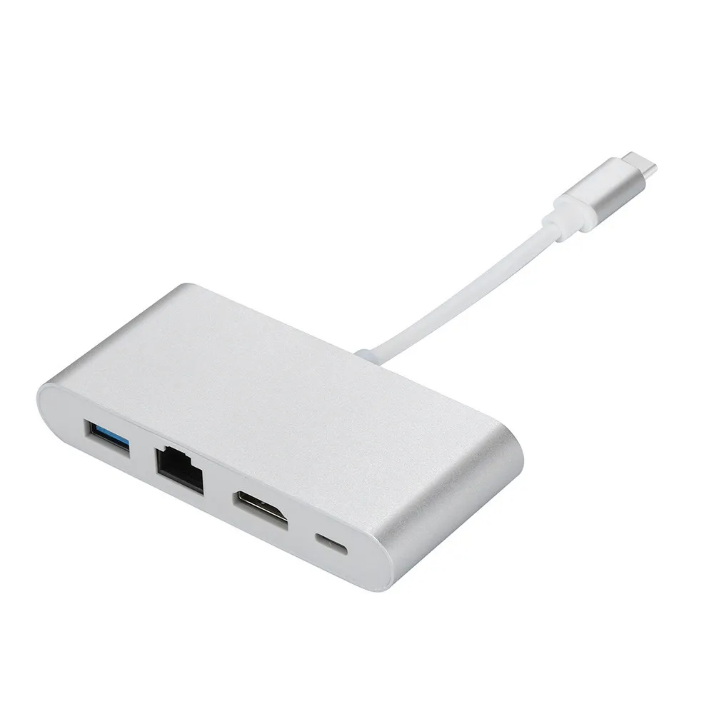 Кабель Переходник USB C на HDMI 4 K + RJ45 локальной сети 3 0 Тип адаптер конвертер AC1403 в 1