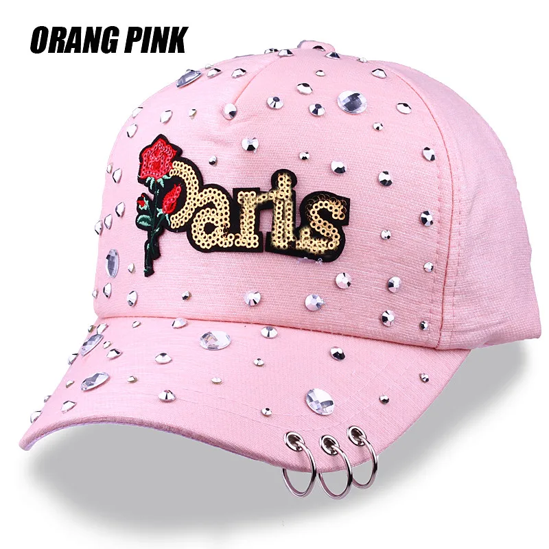 Женская бейсбольная кепка CRUOXIBB модная с вышитыми розами и блестками уличная