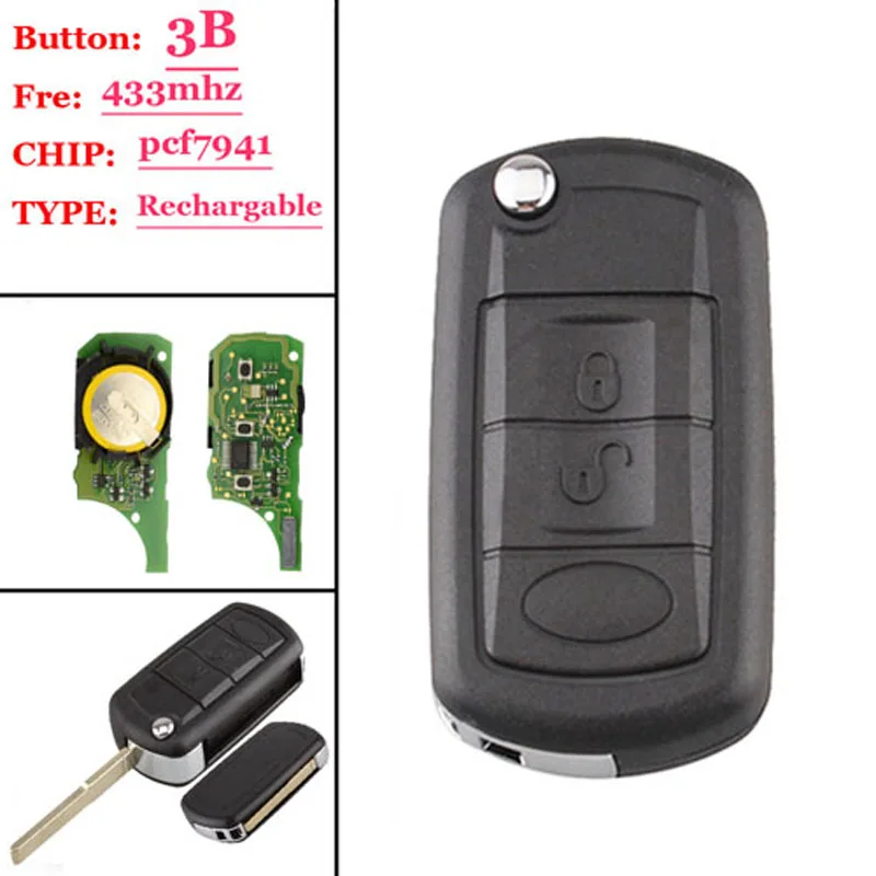 1 шт.) сменный дистанционный ключ 433 МГц для Landrover LR3 Range Rover HU101blade 3 кнопки pcf7941chip с желтой батареей