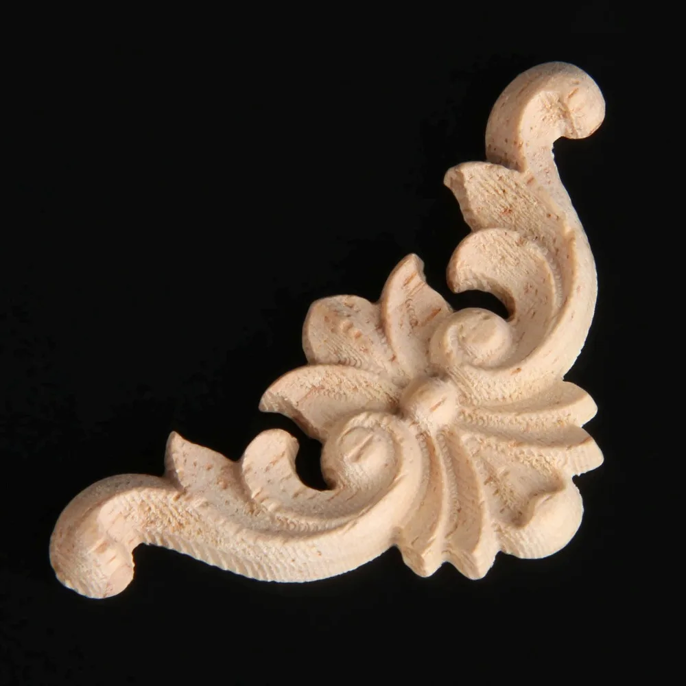 4 шт. Новое поступление деревянная резная угловая аппликация Неокрашенная мебель