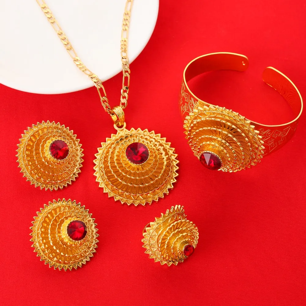 Романтические наборы камней 24 каратного золотого цвета Эфиопский красный