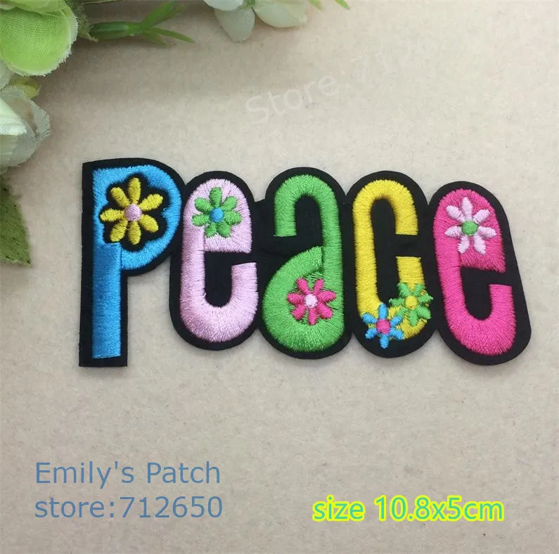 Новое поступление Love Peace label вышитые термонаклейки мультфильм образец аппликации одежда шляпа обувь сумка декор вышивка аксессуар