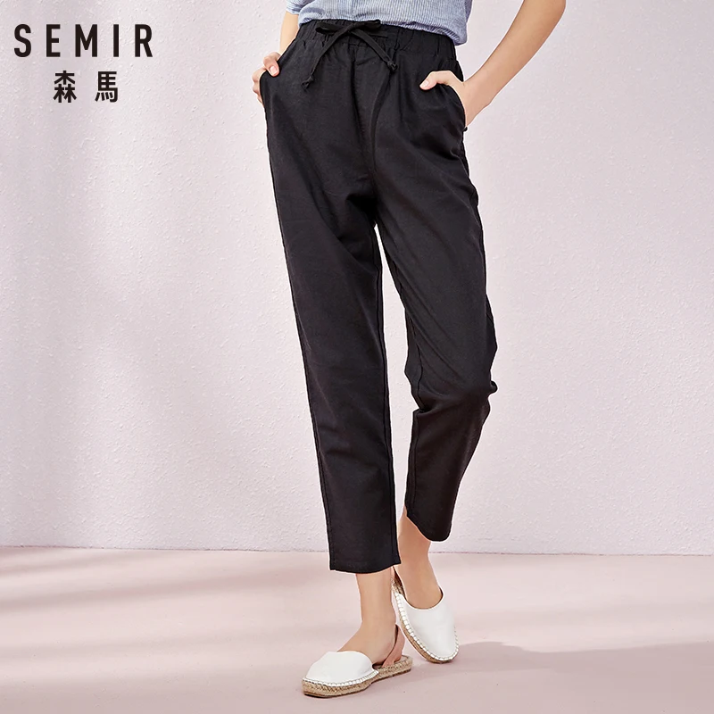 SEMIR летние новые повседневные брюки женские студенческие льняные в Корейском
