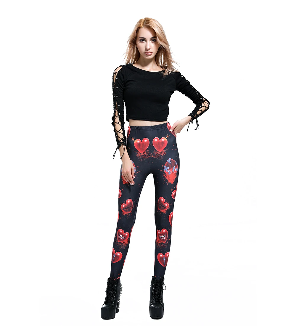 Эластичные повседневные штаны женские леггинсы с 3D Цифровым принтом на Хэллоуин
