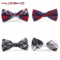 huishi men bow tie plaid style cotton bowties casual gravata butterfly tartan strip colorful bow ties for men women wedding gift