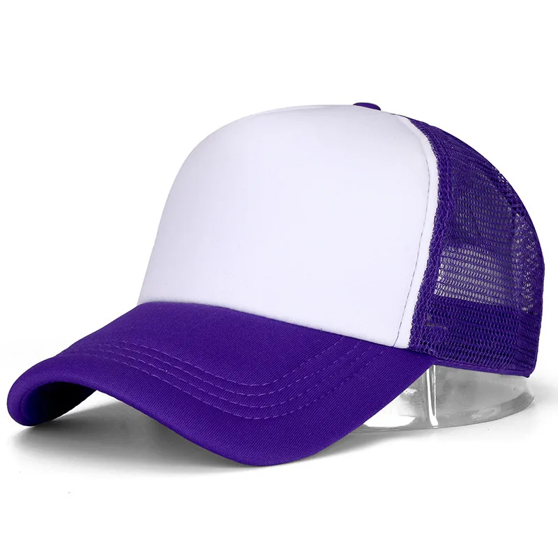 Purple White 1 шт кепка в стиле унисекс Повседневное простая сетка бейсболка с возможностью регулировки размера кепка для мужская и женская хип-хоп уличная кепки - Цвет: Purple White