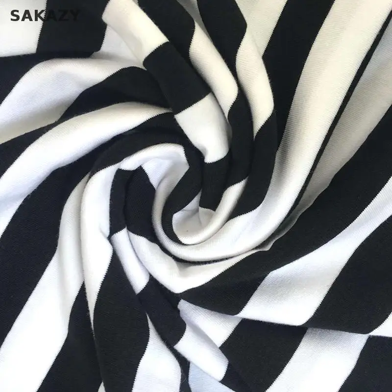 2018 Sakazy для женщин летнее платье с коротким рукавом на каждый день в черно белую