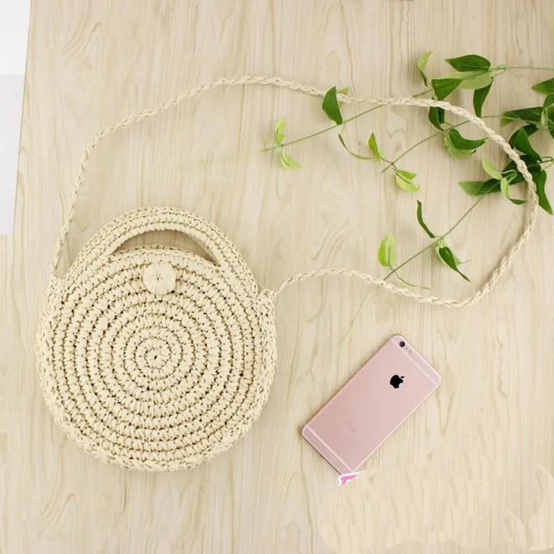 Летние пляжные сумки соломенные на плечо Повседневное мини Crossbody Кошелек ручной