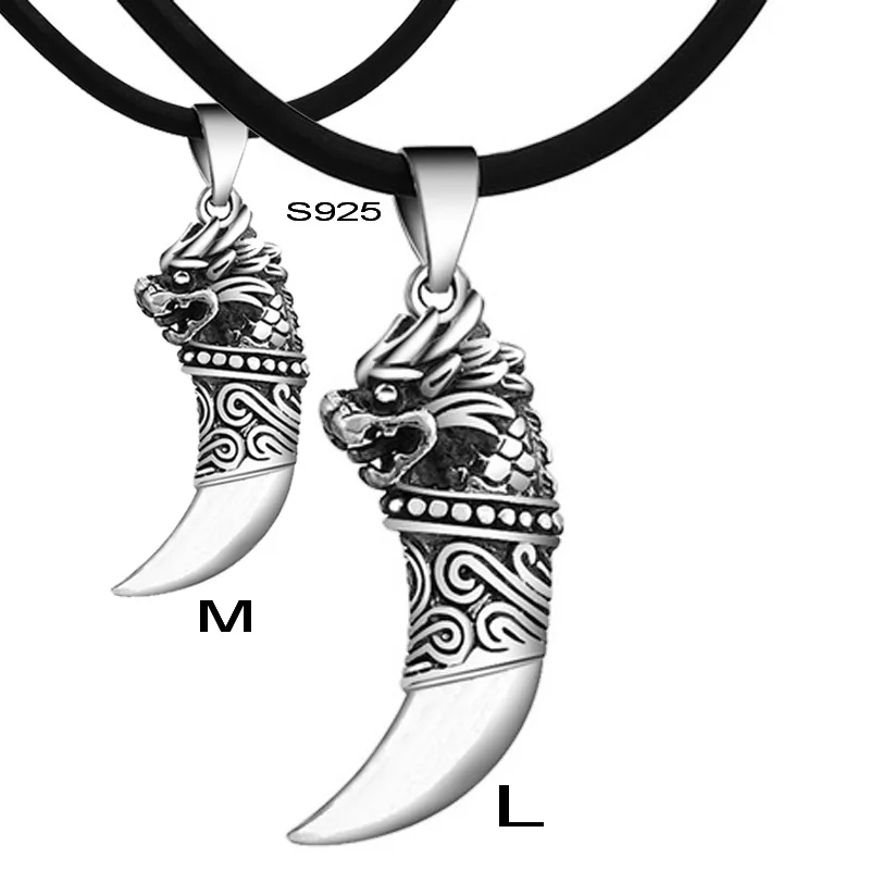 Кулон из серебра 925 пробы волшебный зуб кулон Клык чистого стерлингового с