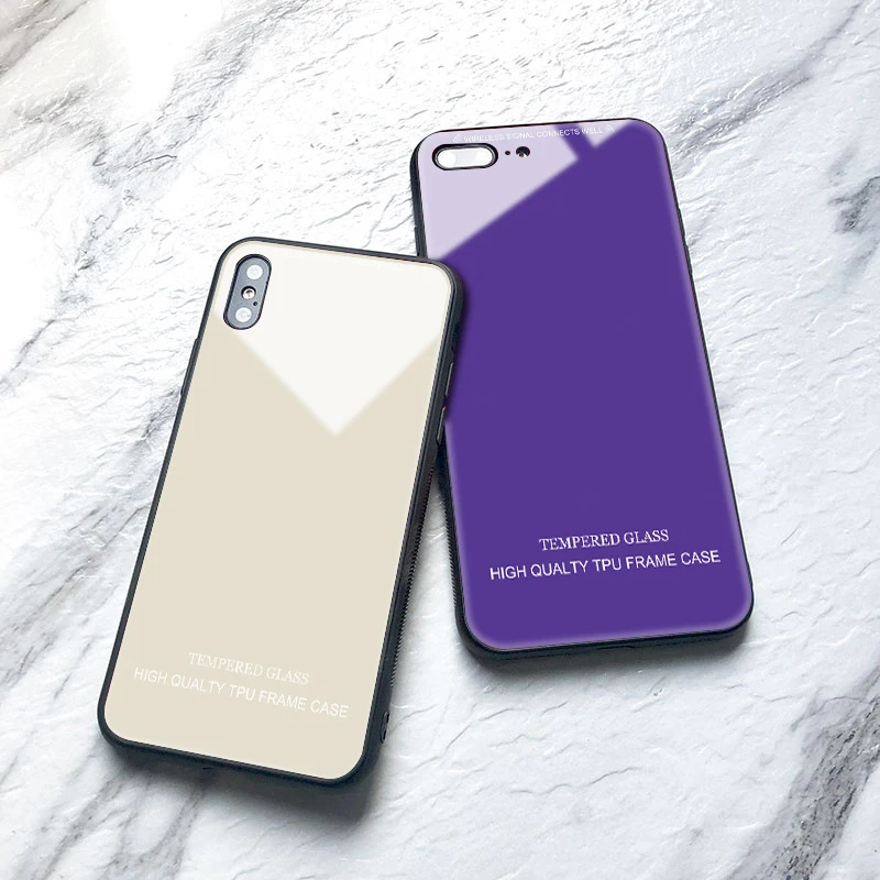 Роскошный закаленное стекло чехол для телефона s iPhone 8 7 6 6S Plus 5 5S X XS MAX XR Модный samsung