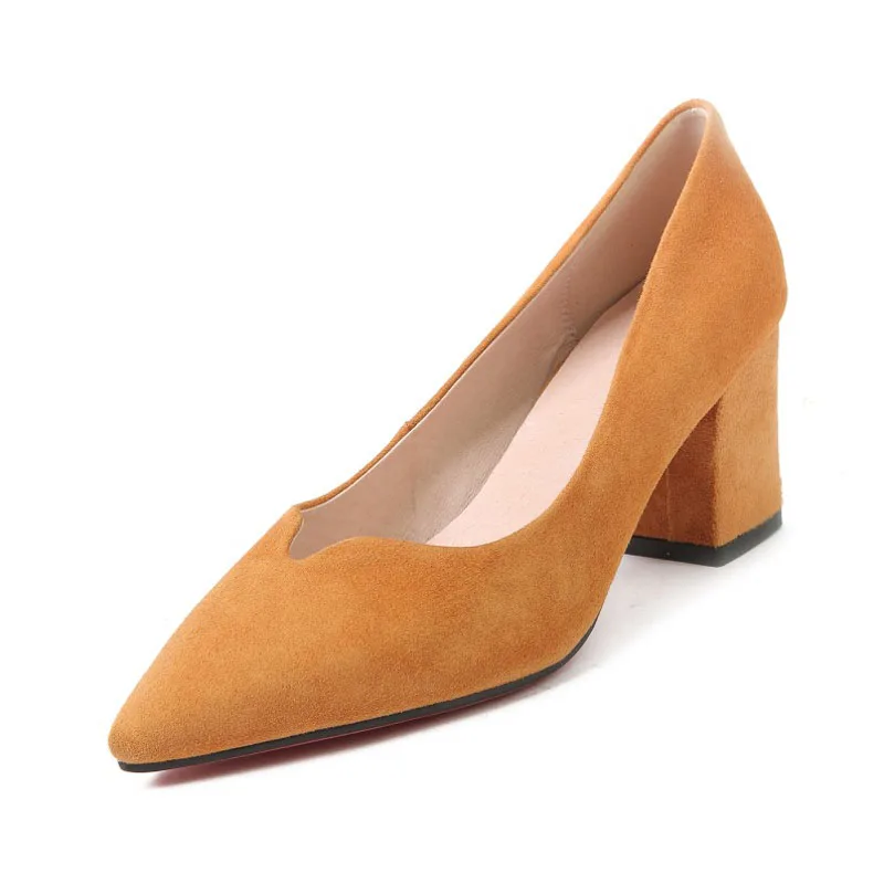 Женские туфли лодочки из натуральной кожи на высоком квадратном каблуке|Женские