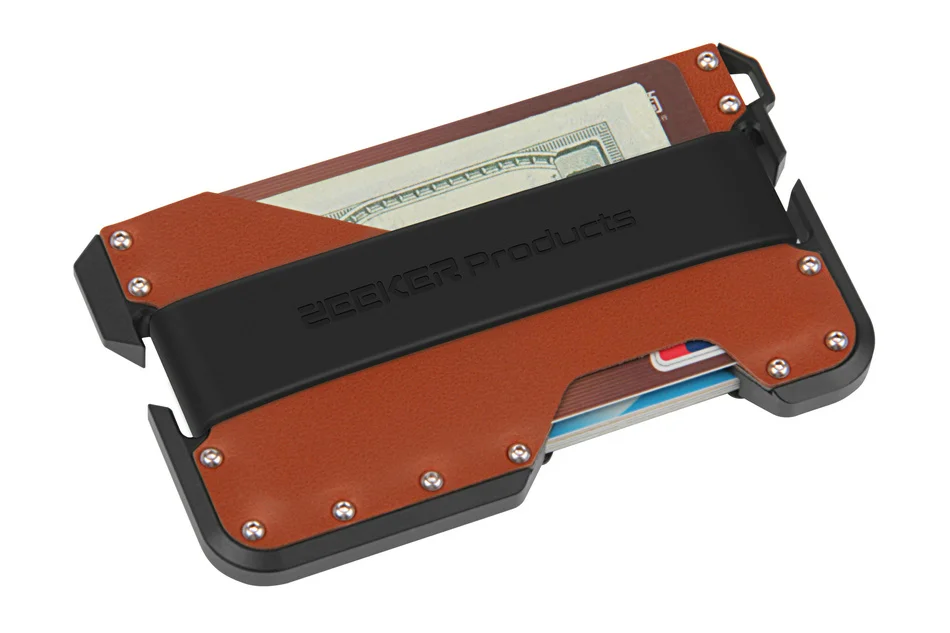black metal brown 1 ZEEKER дизайн Алюминиевый металлический RFID блокирующий кредитный держатель для карт из натуральной кожи минималистичный бумажник для карт для мужчин - Цвет: black metal brown 1