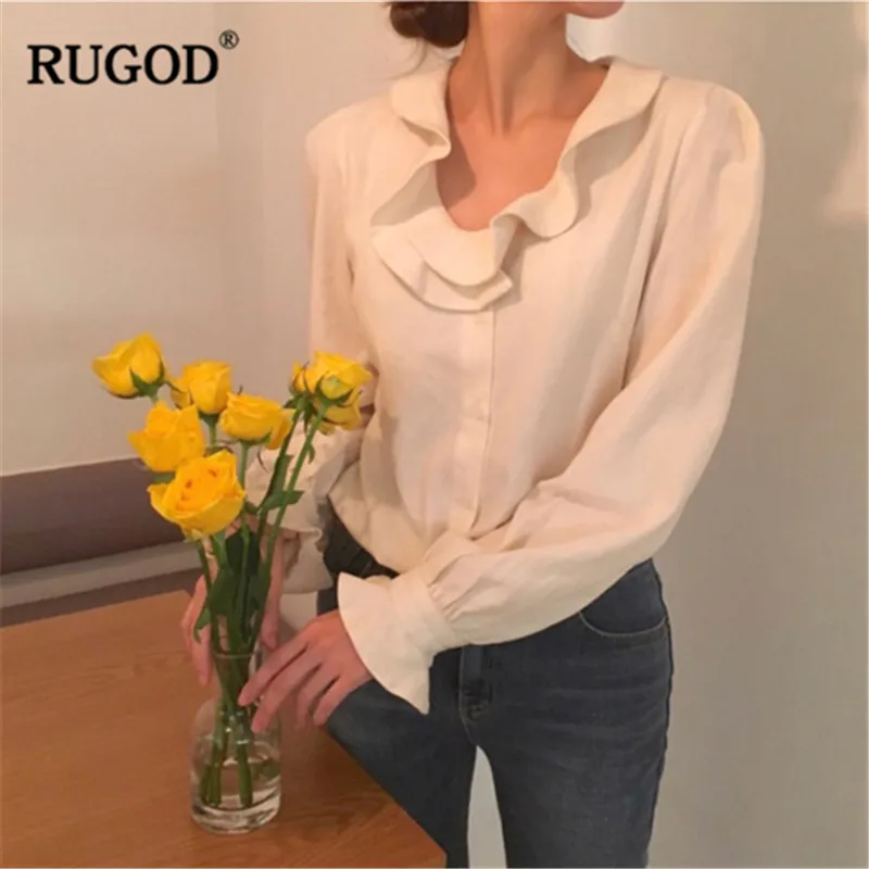 RUGOD/весенние женские рубашки повседневные Элегантные Белые блузы с длинным