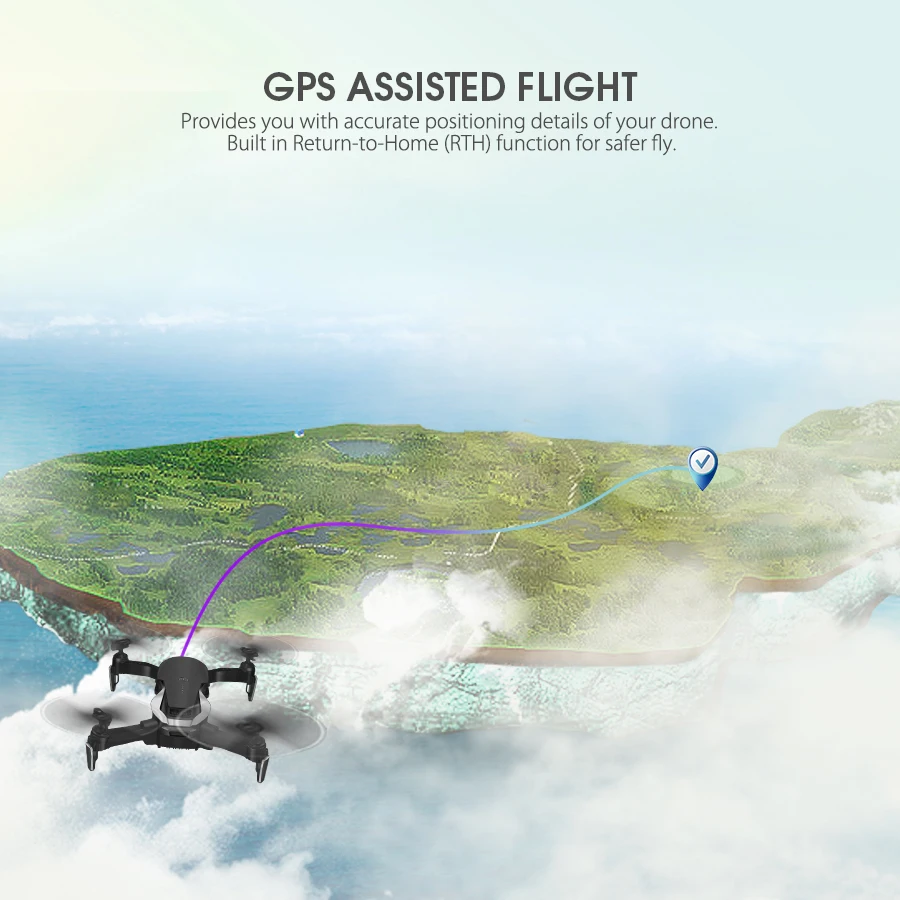 E511S 2,4G 4CH gps 6-axis gyro Dynamic Follow wifi FPV с камерой 1080P 16 минут время полета Радиоуправляемый Дрон Квадрокоптер