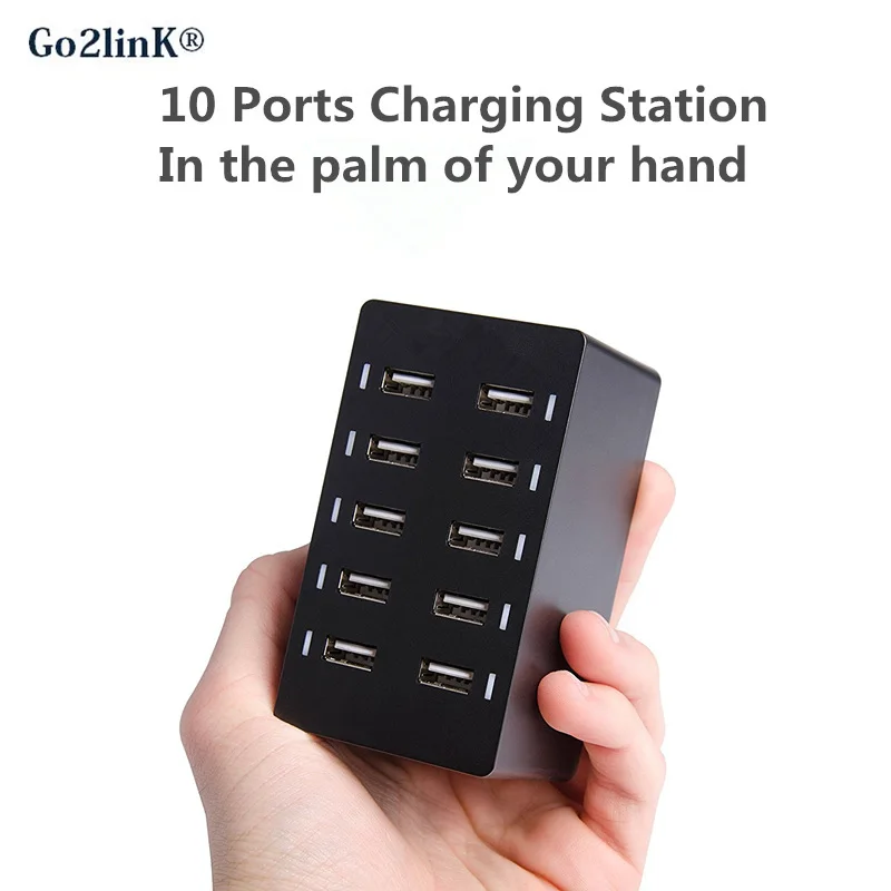 Go2linK 10 Port USB HUB Desktop EU/US Plug 8A Mobile Phone W