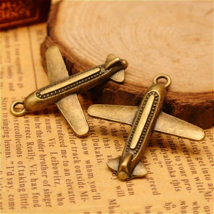 

Vintage Ancient Bronze Plane Pendant Pendant Charms Jewelry DIY Accessories Handmade Key Rings,Bracelets Making